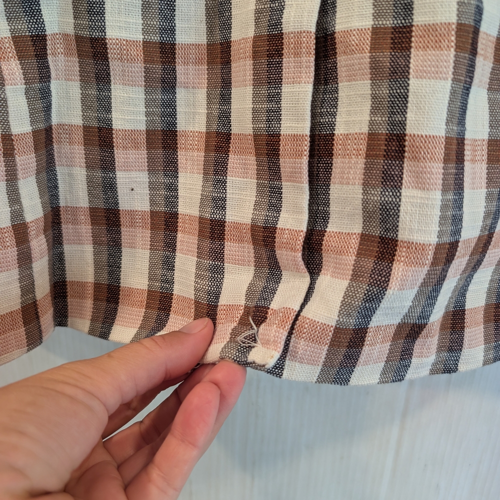 JOIE Women's Rust Brown and White Checkered Blazer Size Medium - Picture 11 of 13
